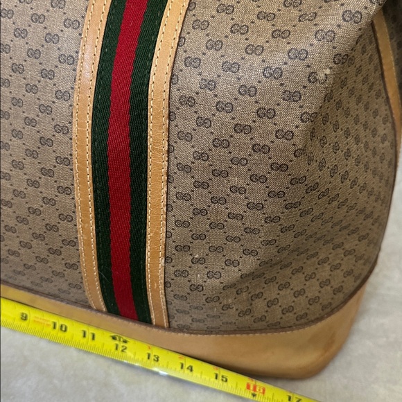 Vintage Authentic Gucci Monogram GG Web Travel Bag Red/Green Stripes EUC - Picture 16 of 16